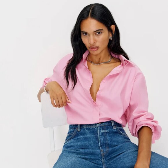 Abercrombie & Fitch Tops - Abercrombie Oversized Pink Poplin Shirt
